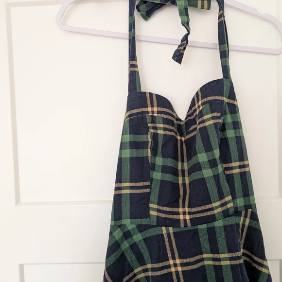 Green and Blue Plaid Retro Dress Size Large - Picture 3 of 7